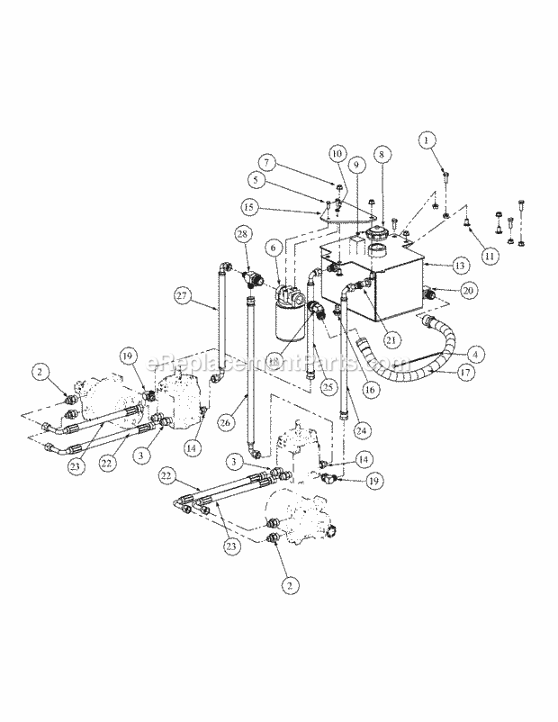 Hydro Pump Assembly Diagram and Parts List for M48-HN 53AB5E6V750-20-HP Cub Cadet Lawn Tractor